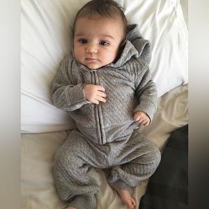 Burt’s Bees Baby 🍃 Organic Cotton 🍃 Heather Gray Matelassé Baby Pants & Jacket